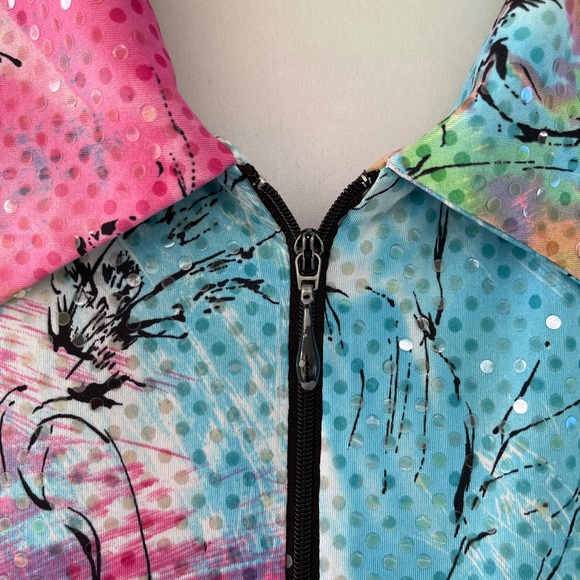 Picadilly Fashions Neon Multicolor Floral Sequin Jacket Size L - Picture 7 of 9